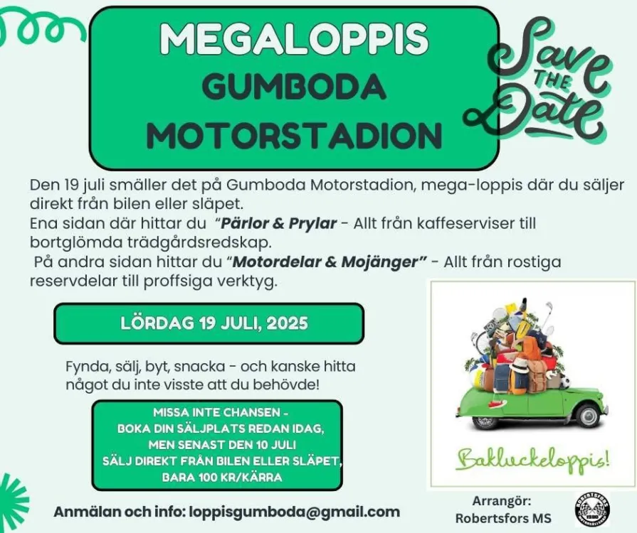 Mega-Loppis på Gumboda motorstadion